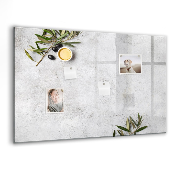 Tabla magnetica, Coloray, Masline minimaliste, Gri, 90 x 60 cm, Magneti, Marker negru, 010640700060300088489