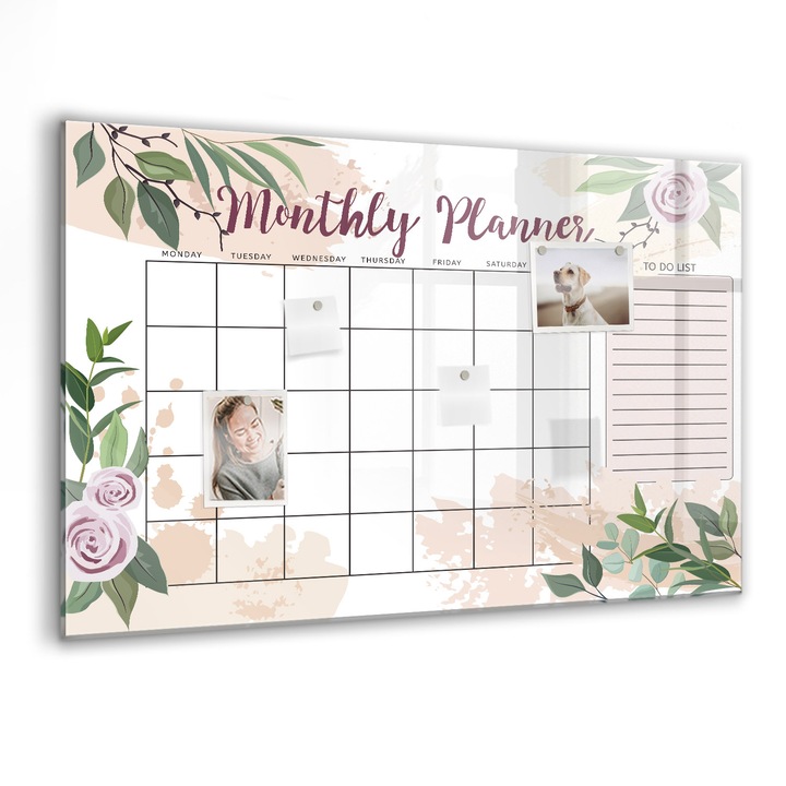 Tabla magnetica, Coloray, Planificator de trandafiri, Multicolor, 90 x 60 cm, Magneti, Marker negru, 010640700060300088473