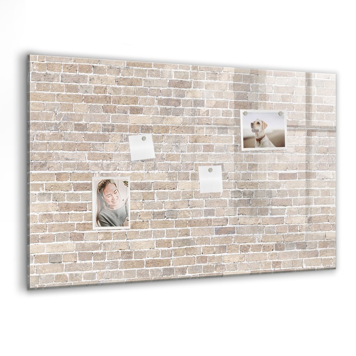 Tabla magnetica, Coloray, Zid de caramida, Gri, 90 x 60 cm, Magneti, Marker negru, 010640700060300088474