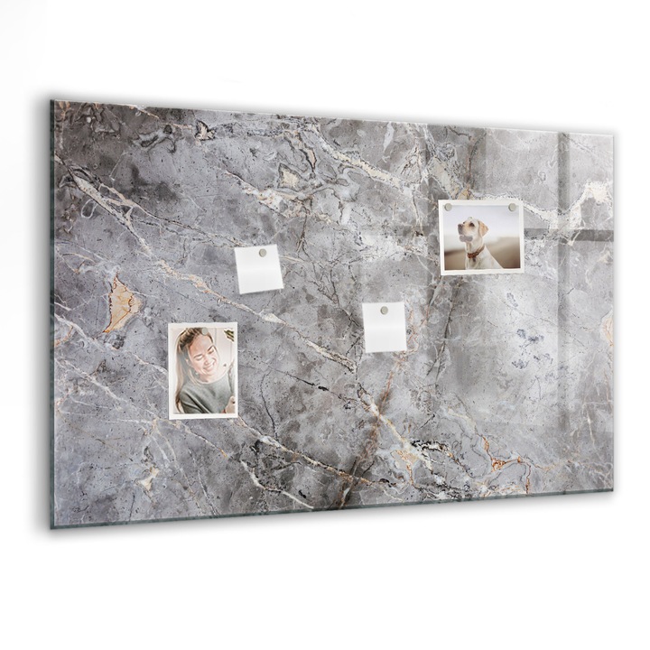 Tabla magnetica, Coloray, Model de marmura, Gri, 90 x 60 cm, Magneti, Marker negru, 010640700060300077326