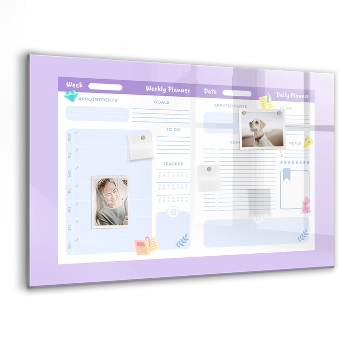 Tabla magnetica, Coloray, Planificator anual roz, Roz, 90 x 60 cm, Magneti, Marker negru, 010640700060300088455