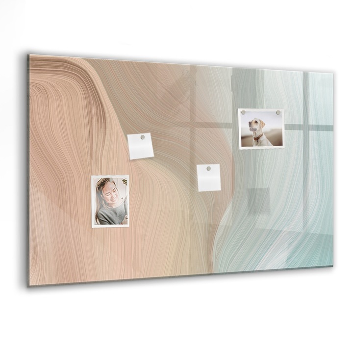 Tabla magnetica, Coloray, Abstractizarea undelor, Multicolor, 90 x 60 cm, Magneti, Marker negru, 010640700060300088460