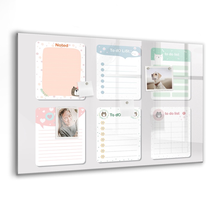 Tabla magnetica, Coloray, Note colorate, Multicolor, 90 x 60 cm, Magneti, Marker negru, 010640700060300088450