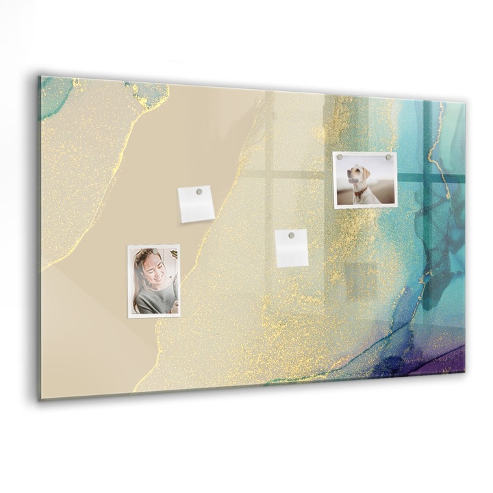 Tabla magnetica, Coloray, Marmura colorata, Multicolor, 90 x 60 cm, Magneti, Marker negru, 010640700060300260221