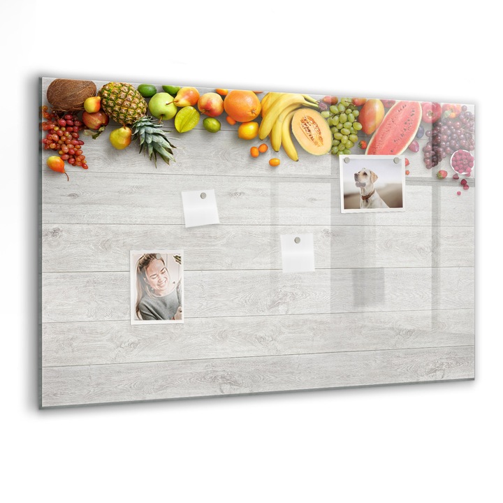 Tabla magnetica, Coloray, Fructe pe masa, Multicolor, 90 x 60 cm, Magneti, Marker negru, 010640700060300027600