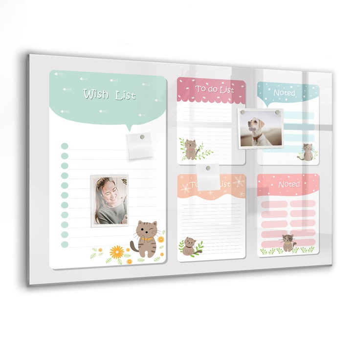 Tabla magnetica, Coloray, Lista de dorinte, Multicolor, 90 x 60 cm, Magneti, Marker negru, 010640700060300088442