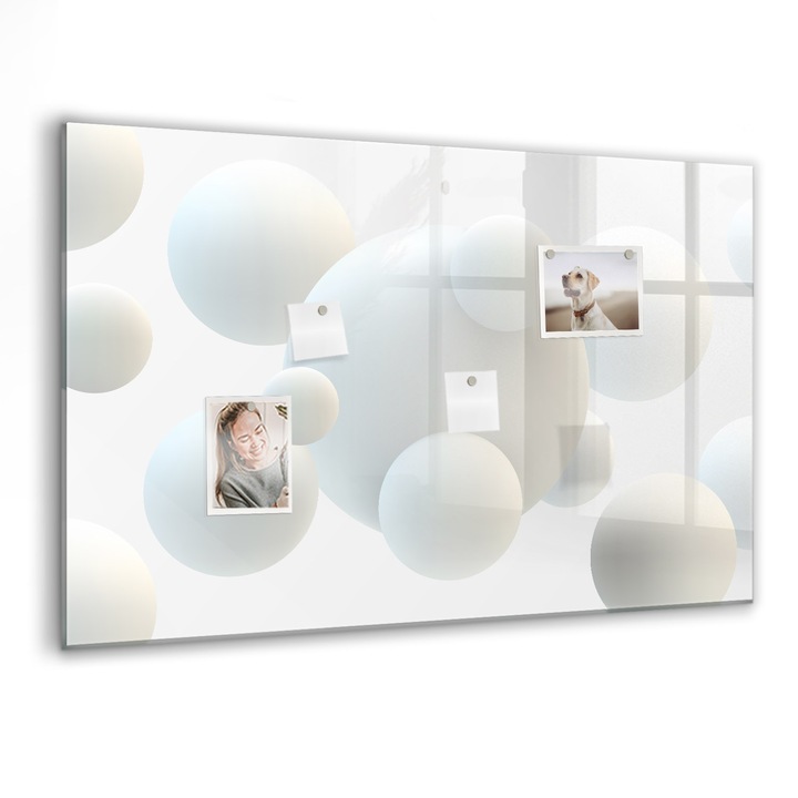 Tabla magnetica, Coloray, Abstractia bilelor, Alb, 90 x 60 cm, Magneti, Marker negru, 010640700060300088398