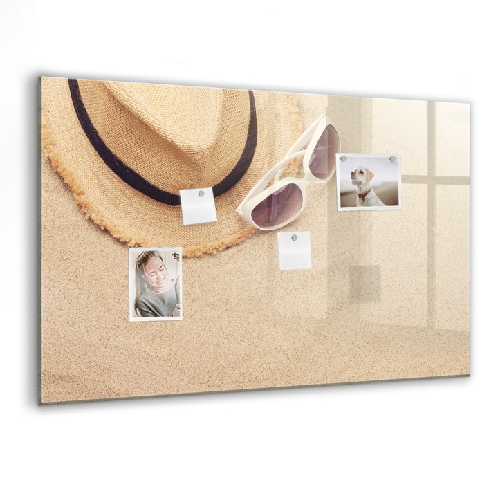 Tabla magnetica, Coloray, Accesorii de vara, Galben, 90 x 60 cm, Magneti, Marker negru, 010640700060300260226