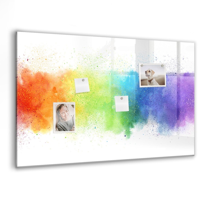 Tabla magnetica, Coloray, Rainbow abstract, Multicolor, 90 x 60 cm, Magneti, Marker negru, 010640700060300088362