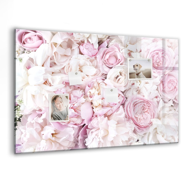 Tabla magnetica, Coloray, Flori decorative, Alb, 90 x 60 cm, Magneti, Marker negru, 010640700060300088354