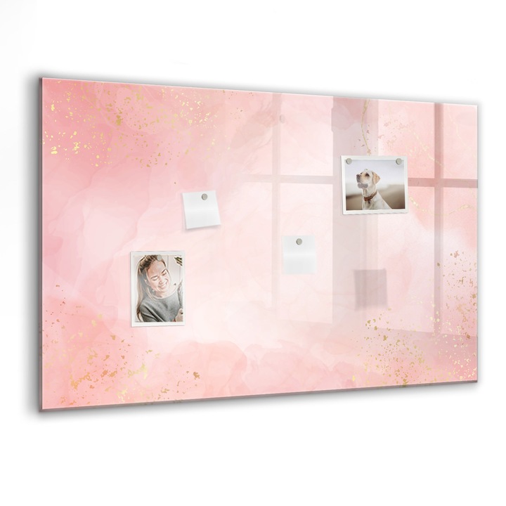 Tabla magnetica, Coloray, Marmura roz, Roz, 90 x 60 cm, Magneti, Marker negru, 010640700060300088411