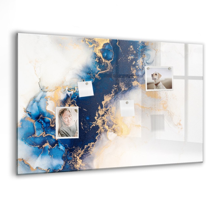 Tabla magnetica, Coloray, Model de marmura, Multicolor, 90 x 60 cm, Magneti, Marker negru, 010640700060300088329