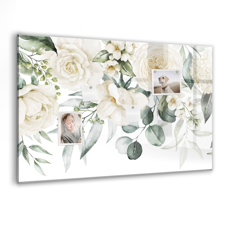 Tabla magnetica, Coloray, Flori, Verde, 90 x 60 cm, Magneti, Marker negru, 010640700060300088309