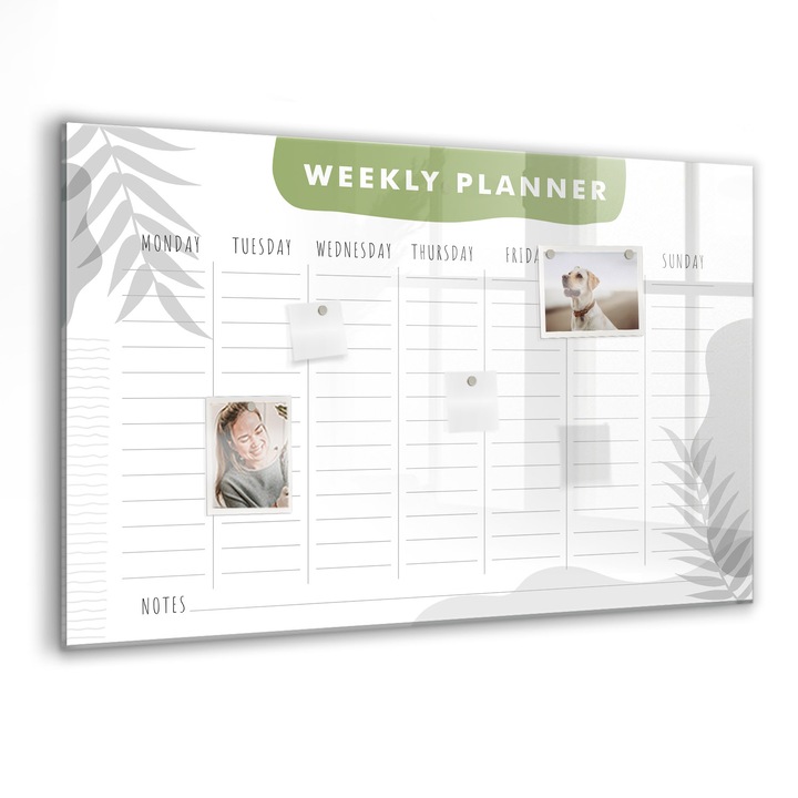 Tabla magnetica, Coloray, Planul saptamanal, Alb, 90 x 60 cm, Magneti, Marker negru, 010640700060300088333