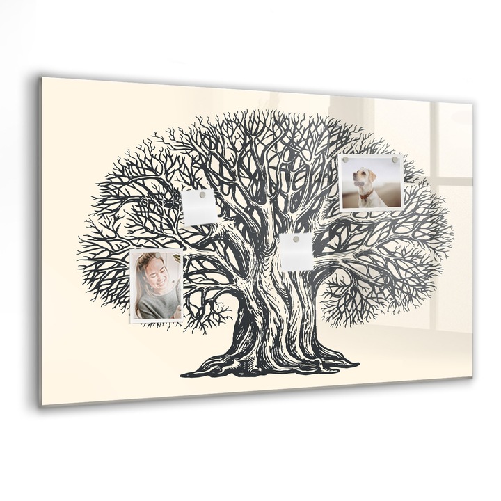 Tabla magnetica, Coloray, Natura mare a copacului, Gri, 90 x 60 cm, Magneti, Marker negru, 010640700060300088306