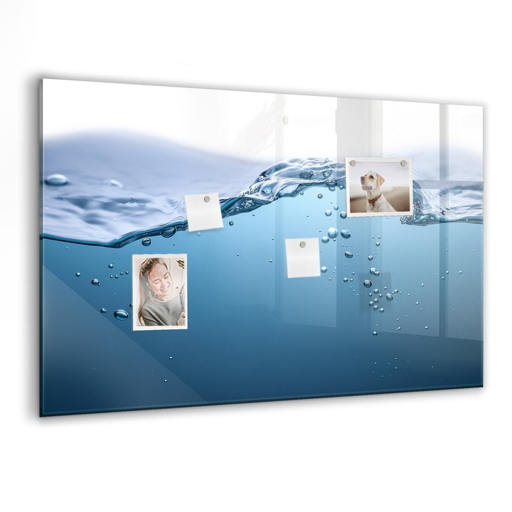 Tabla magnetica, Coloray, Raliul de apa, Albastru, 90 x 60 cm, Magneti, Marker negru, 010640700060300027694