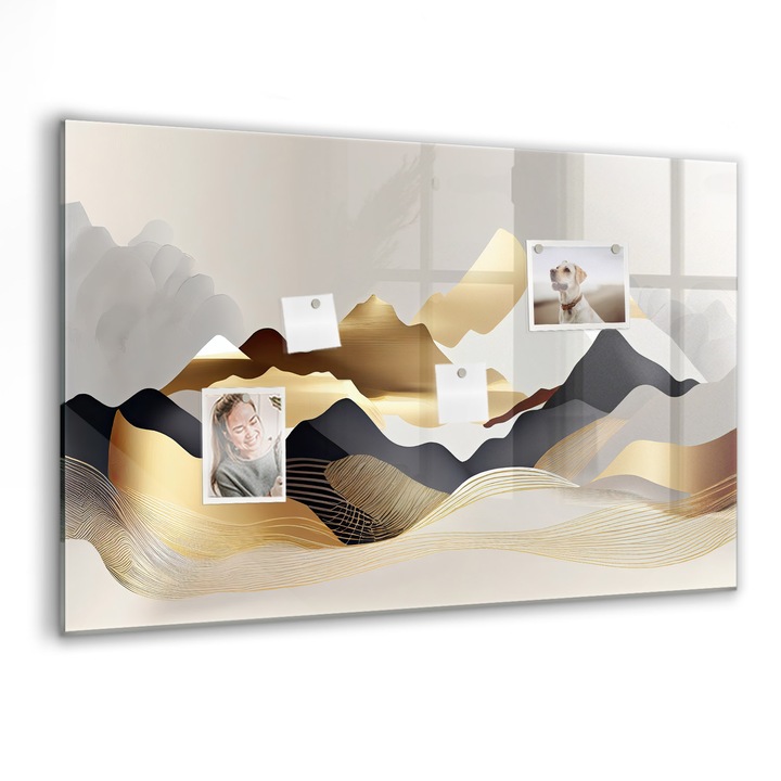 Tabla magnetica, Coloray, Abstractia muntilor, Multicolor, 90 x 60 cm, Magneti, Marker negru, 010640700060300088300