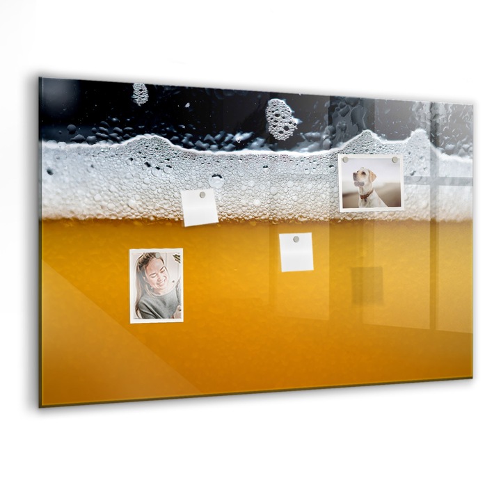 Tabla magnetica, Coloray, Bere mai aproape, Galben, 90 x 60 cm, Magneti, Marker negru, 010640700060300027774