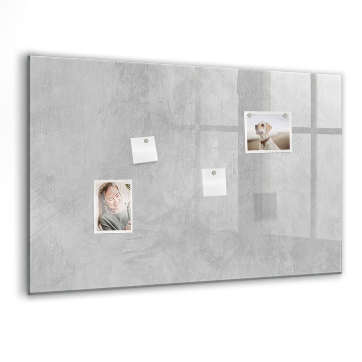 Tabla magnetica, Coloray, Perete de piatra, Gri, 90 x 60 cm, Magneti, Marker negru, 010640700060300020535