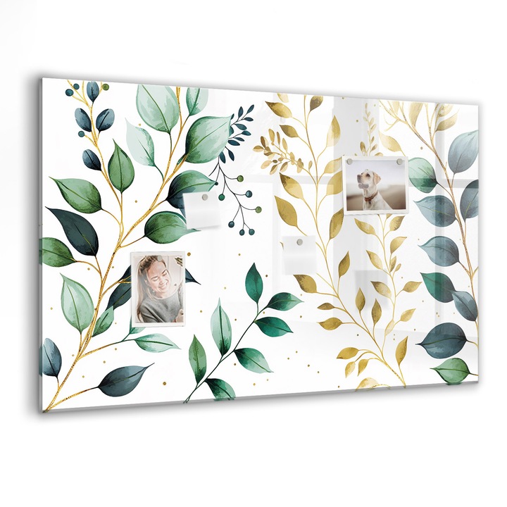 Tabla magnetica, Coloray, Model de frunze de plante, Multicolor, 90 x 60 cm, Magneti, Marker negru, 010640700060300088289