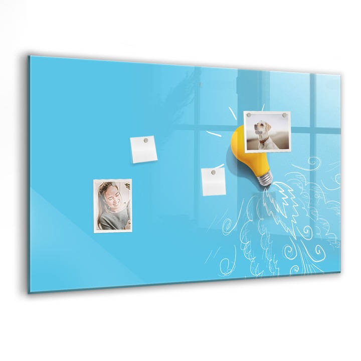 Tabla magnetica, Coloray, Desen cu becuri, Albastru, 90 x 60 cm, Magneti, Marker negru, 010640700060300088251