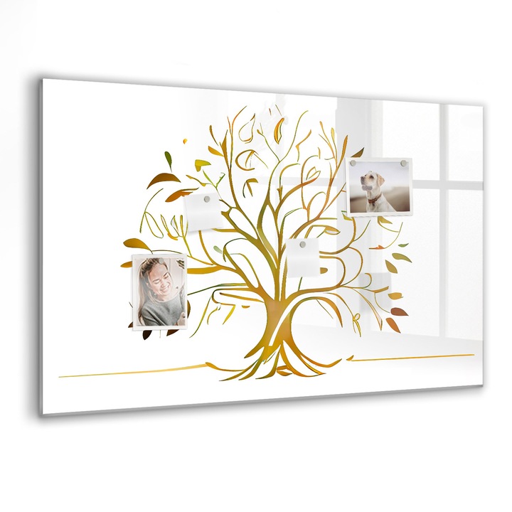 Tabla magnetica, Coloray, Copac de aur, Galben, 90 x 60 cm, Magneti, Marker negru, 010640700060300260237