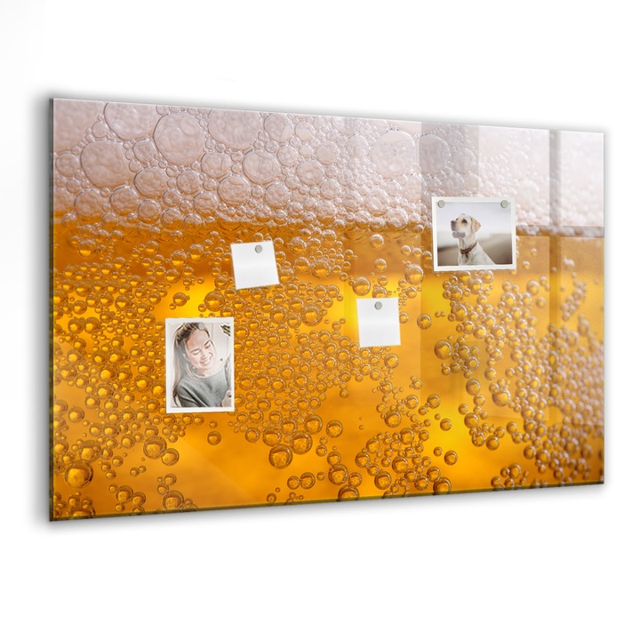 Tabla magnetica, Coloray, Bere, Galben, 90 x 60 cm, Magneti, Marker negru, 010640700060300027966