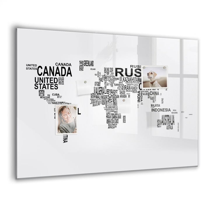 Mágneses tábla, Coloray, Kontinensek a betűkből, Szürke, 100x70 cm, Fekete marker, 00037303