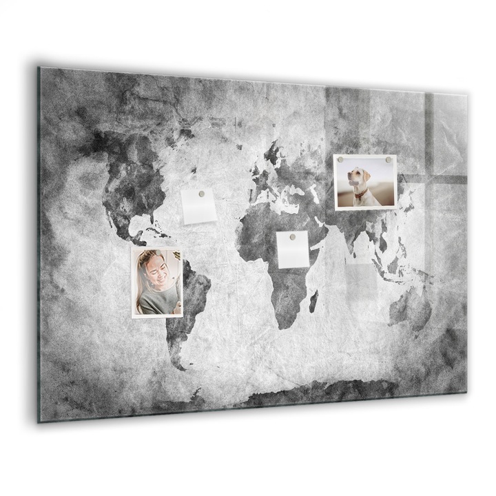 Mágneses tábla, Coloray, világtérkép, Többszínű, 100x70 cm, Fekete marker, 00055572