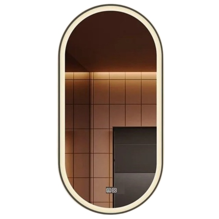 Oglinda Baie LED si Dezaburire Elit's Premium cu Senzor Touch, Lumina Rece, Calda si Neutra, 55x100cm