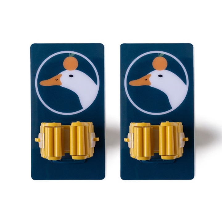 Suport adeziv pentru mop si maturi, Silicon, Galben/Albastru