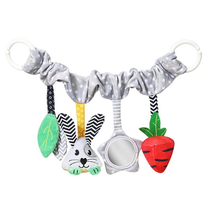 BabyOno 797G csörgő játék, akasztóval, szürke