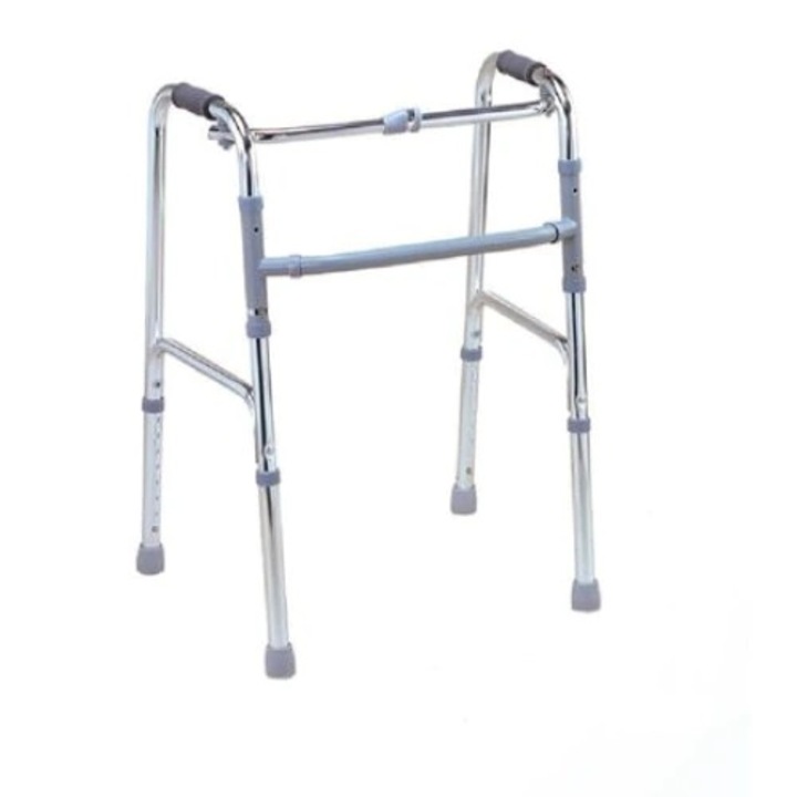 Cadru de mers pliabil, ajustabil pe inaltime, cu functie de pasitor, din aluminiu