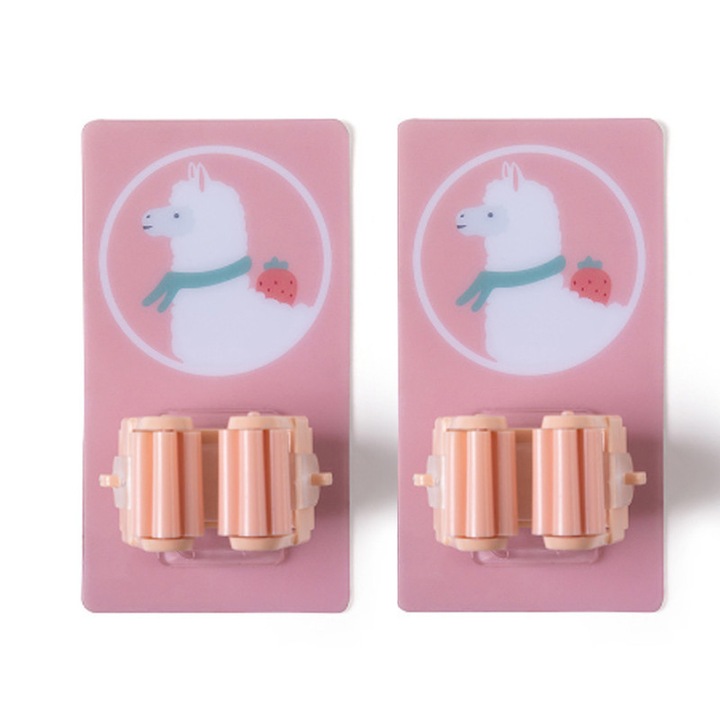 Suport autoadeziv pentru mop, Silicon, Roz