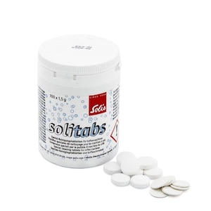 Set 100 tablete curatare espressor Solis, universale, pentru uleiul din cafea si alte reziduuri, degreseaza si desfunda, prelungeste durata de viata a espressorului