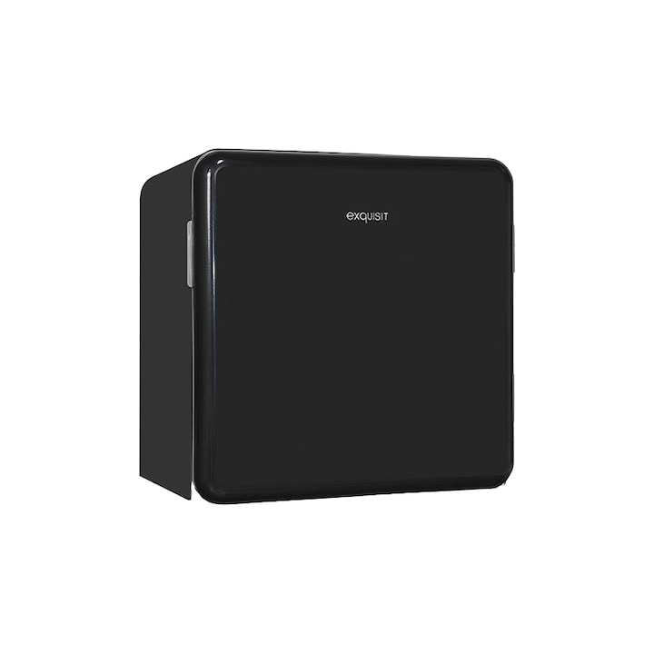 Мини хладилник, H 50 см, ретро, капацитет 47 литра, идеален за офис/хотел/къмпинг, компактен дизайн, LED вътрешно осветление, регулируема температура, регулируеми крака, отваряне отдясно, черен