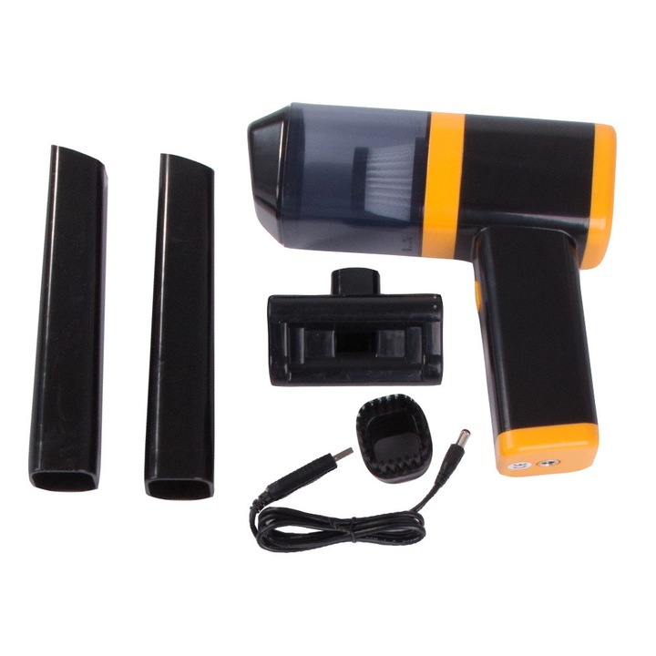 Преносима прахосмукачка за кола, Zola®, 7.4 V, 1800 mAh, лесна за използване, USB зареждане, черна