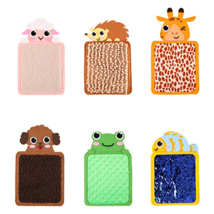 Set 6 piese covorase senzoriale, Textil, Pentru educatie timpurie, Multicolor