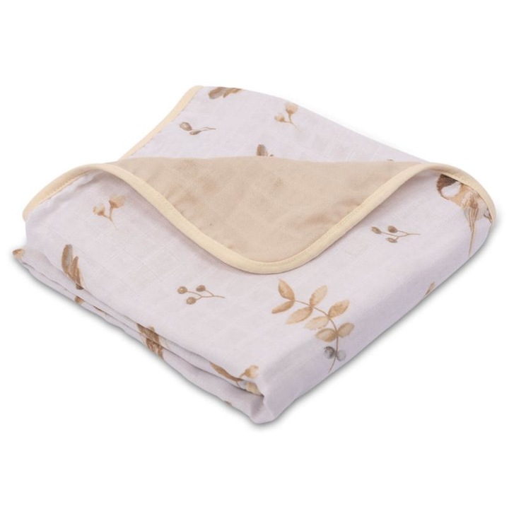 Двойно одеяло от муселин 78x78 см Kidizi® Birds, 100% памук