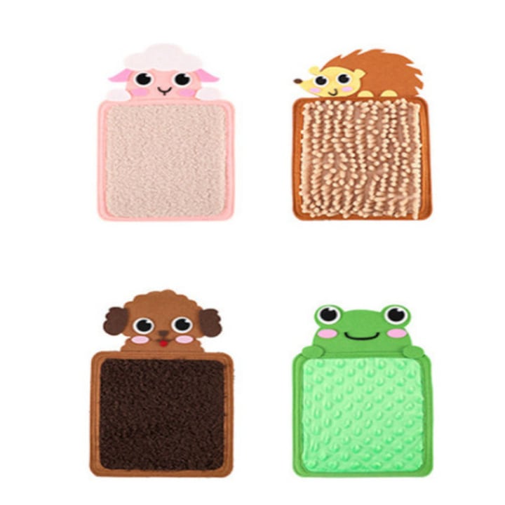 Set 4 piese covorase senzoriale, Textil, Pentru educatie timpurie, Multicolor