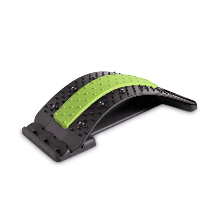 Dispozitiv ortopedic 3in1,, pentru suportul, intinderea, masajul si relaxarea zonei lombare, verde