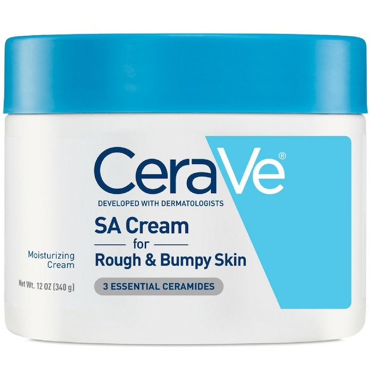 Крем за тяло, CeraVe, за суха и груба кожа, с ексфолиращо и хидратиращо действие, със салицилова киселина, млечна киселина и керамиди, без аромат, 340гр