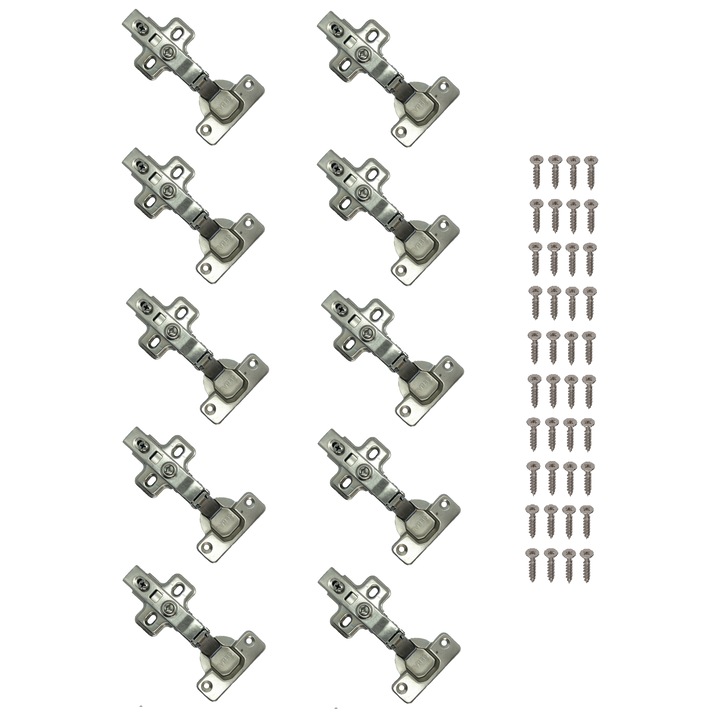 Set 10 bucati balama aruncatoare clip-top cu amortizare lenta la inchidere si placuta fixare in 4 puncte pentru usi mobilier