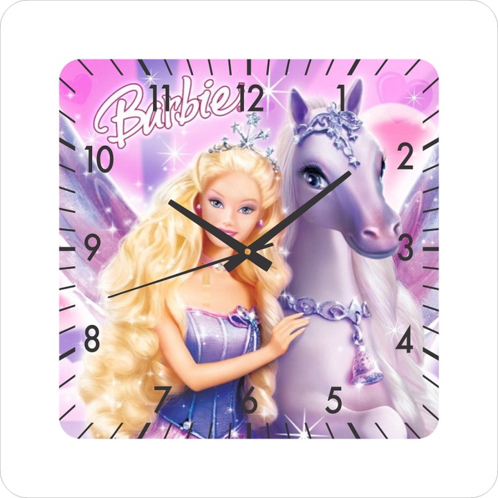 Стенен часовник, Барби, безшумен, 48x48 см