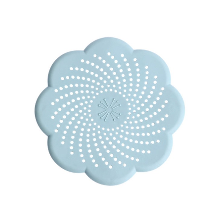 Capac de scurgere, Silicon, Floral, Albastru