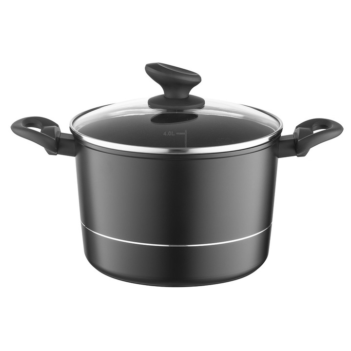 Fazék fedővel 22x15, 3,5 literes fekete Florina