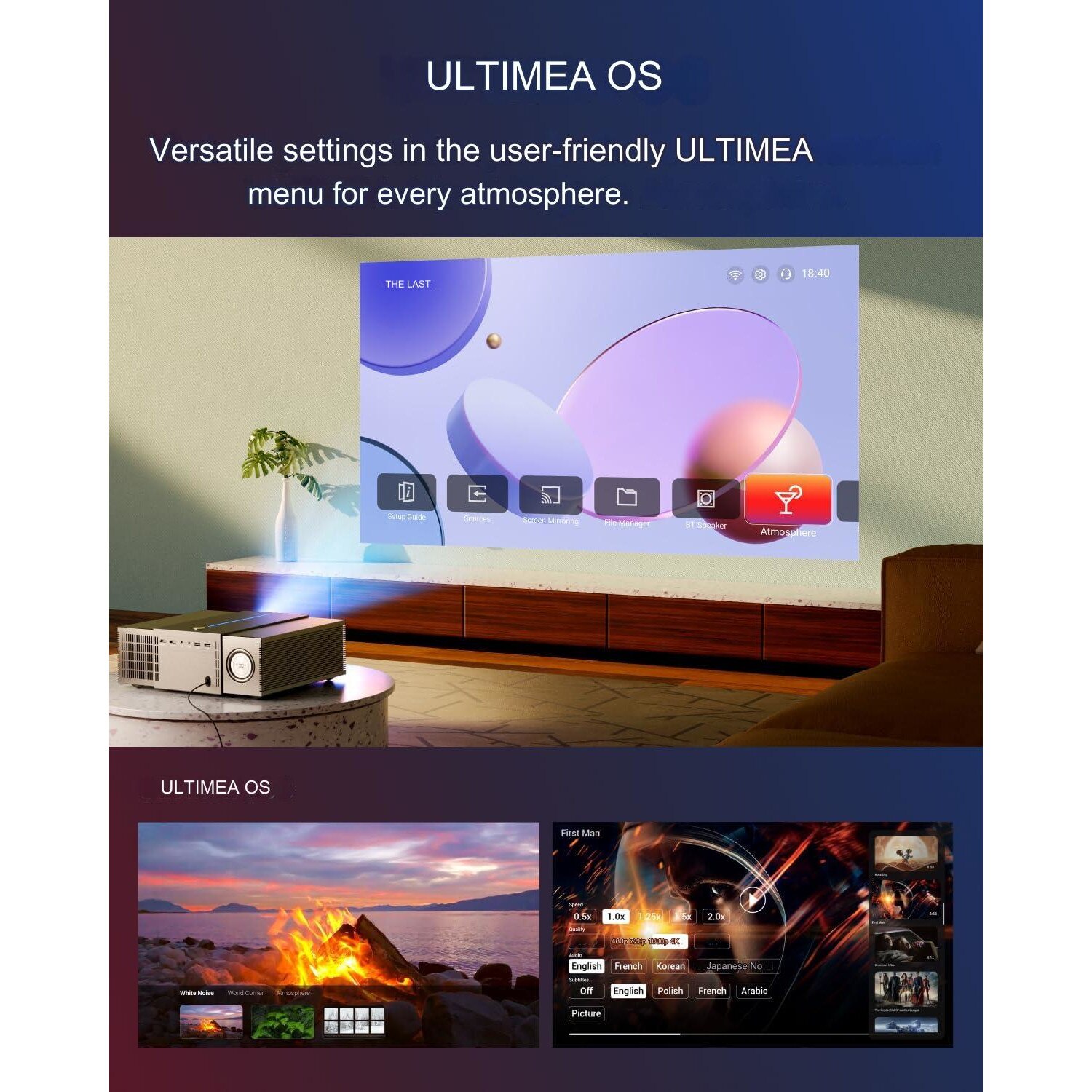 Видео проектор Ultimea Apollo P60 WiFi 6, Bluetooth 5.3 dual, 900 ANSI ...