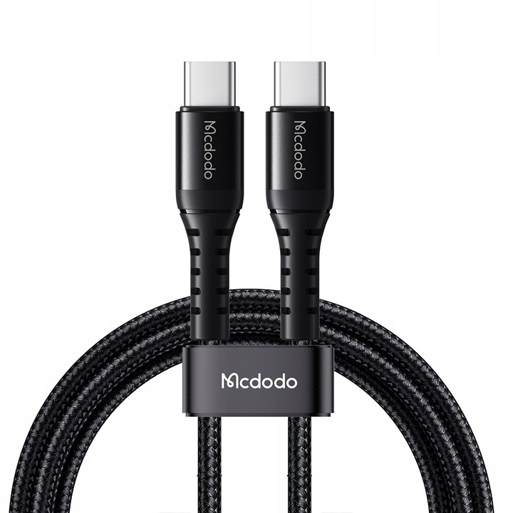 Cablu Date si Incarcare LED, Mcdodo, Fast Charge 60W USB-C - USB-C, incarcare rapida, pentru Samsung / iPhone 15 / Plus / Pro / Max / Xiaomi / Oppo, 1m, Negru