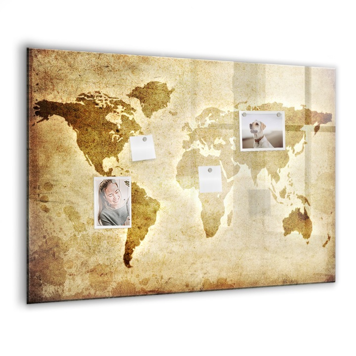 Mágneses tábla, Coloray, Régi világtérkép, Barna, 100x70 cm, Fekete marker, 00088756