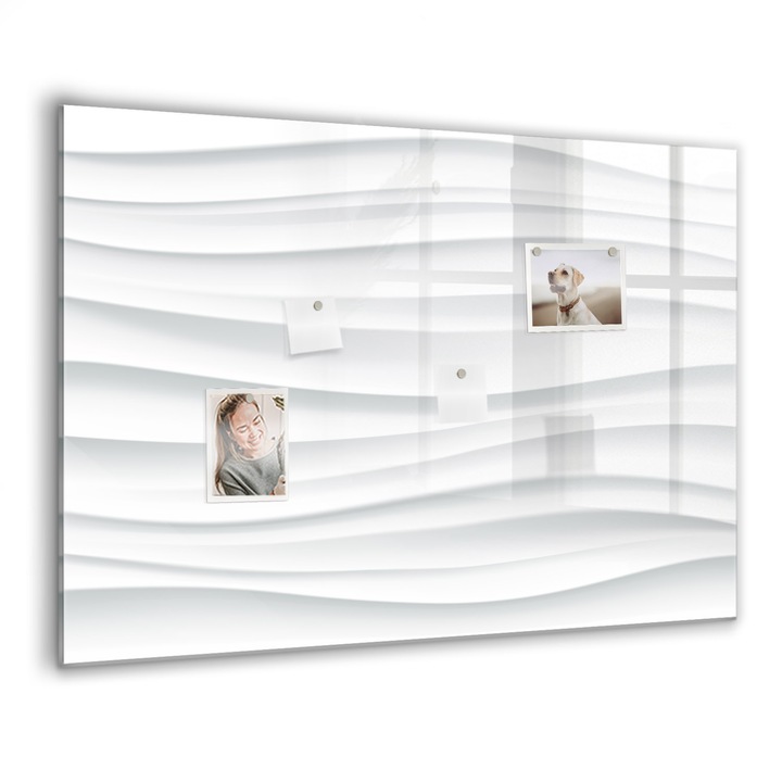 Tabla magnetica, Coloray, Textura valurilor, Alb, 100 x 70 cm, Magneti, Marker negru, 010640700030300088787